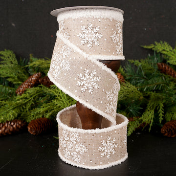 2.5Inch Natural White Snowflake Fur Edge Ribbon