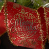 2.5Inch Red Gold Ornament With Tinsel Edge Ribbon