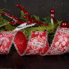 2.5Inch Red Silver Ornament Tinsel Edge Ribbon