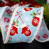 2.5Inch Blue Red Mittens Ribbon