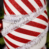2.5Inch Red White Silver Stripe Tinsel Edge Ribbon - Christmas Place