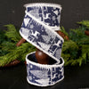 2.5Inch Navy White Snow Tree Deer Ribbon