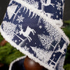 2.5Inch Navy White Snow Tree Deer Ribbon