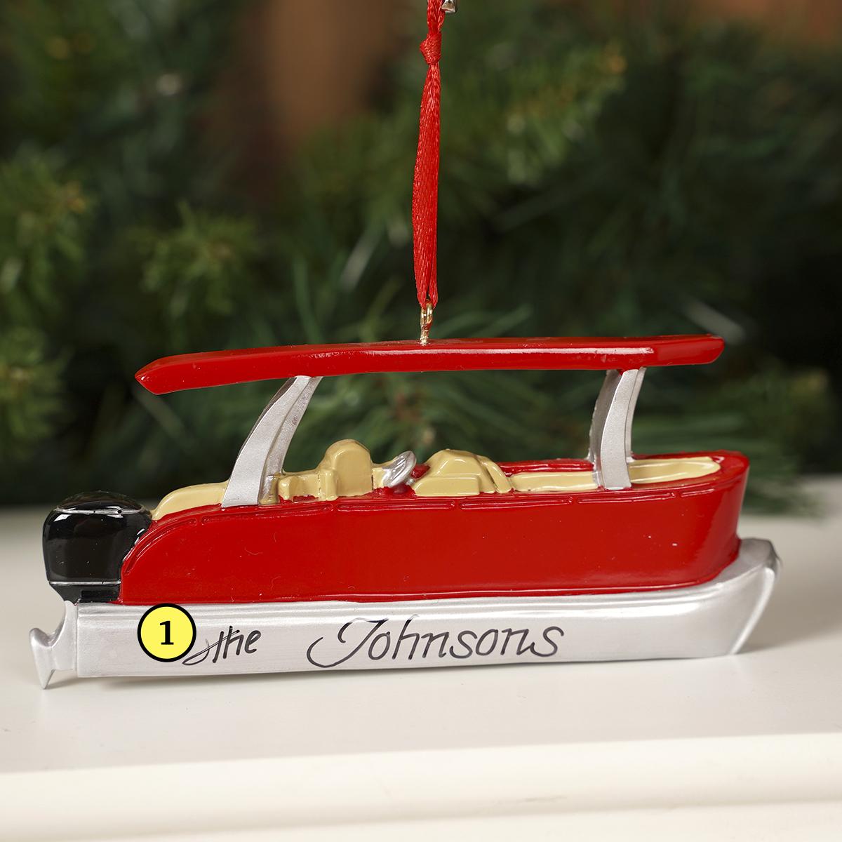 Red Pontoon Boat - Christmas Place