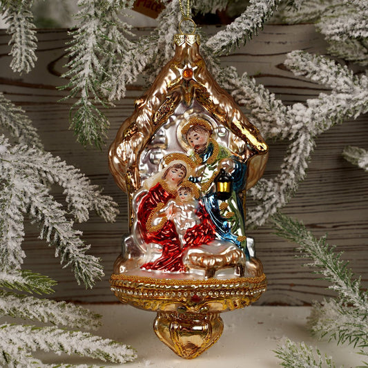 6Inch Glass Holy Family Ornament - Christmas Place