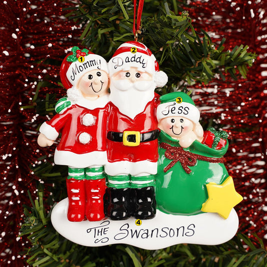 Clauses With Kid Family of 3 Ornament - Christmas Place
