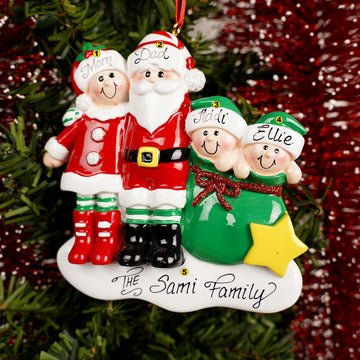 Clauses With Kids Family Of 4 Ornament - Christmas Place