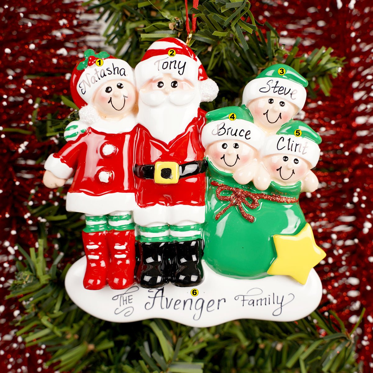Clauses With Kids Family Of 5 Ornament - Christmas Place
