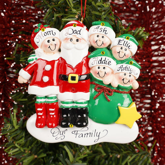 Clauses With Kids Family Of 6 Ornament - Christmas Place
