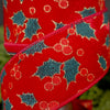 2.5Inch Red Green Velvet Holly Berry Ribbon - Christmas Place
