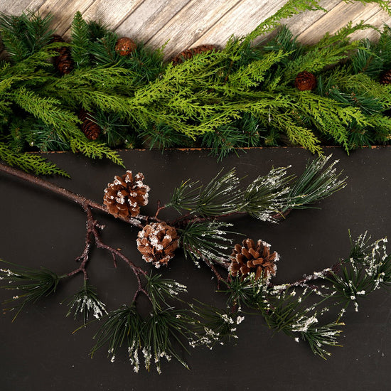 39IN SNOW PINE WITH CONES SPRAY - Christmas Place