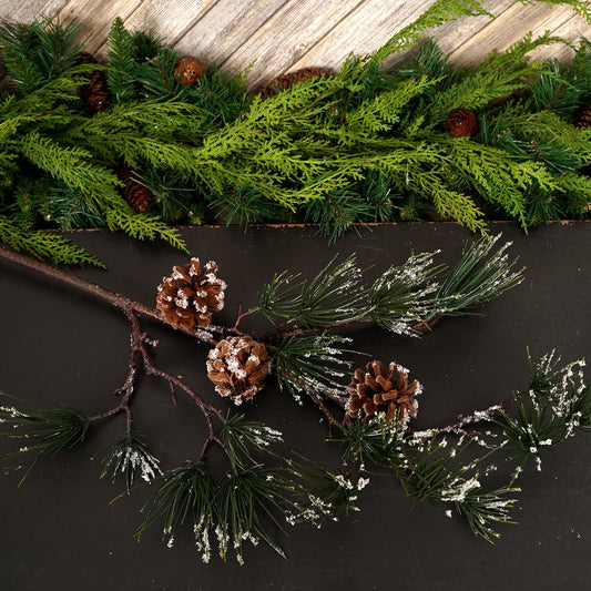 39IN SNOW PINE WITH CONES SPRAY - Christmas Place