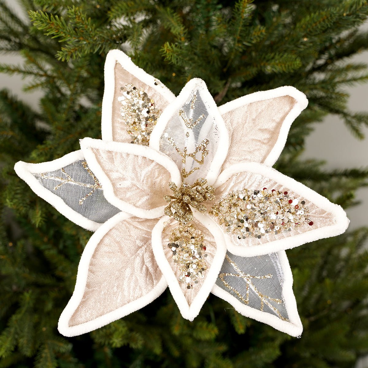 Champagne Poinsettia Stem - Christmas Place