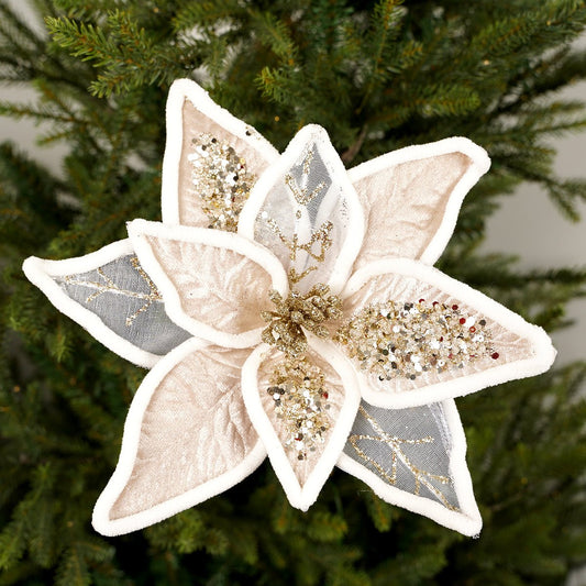 Champagne Poinsettia Stem - Christmas Place