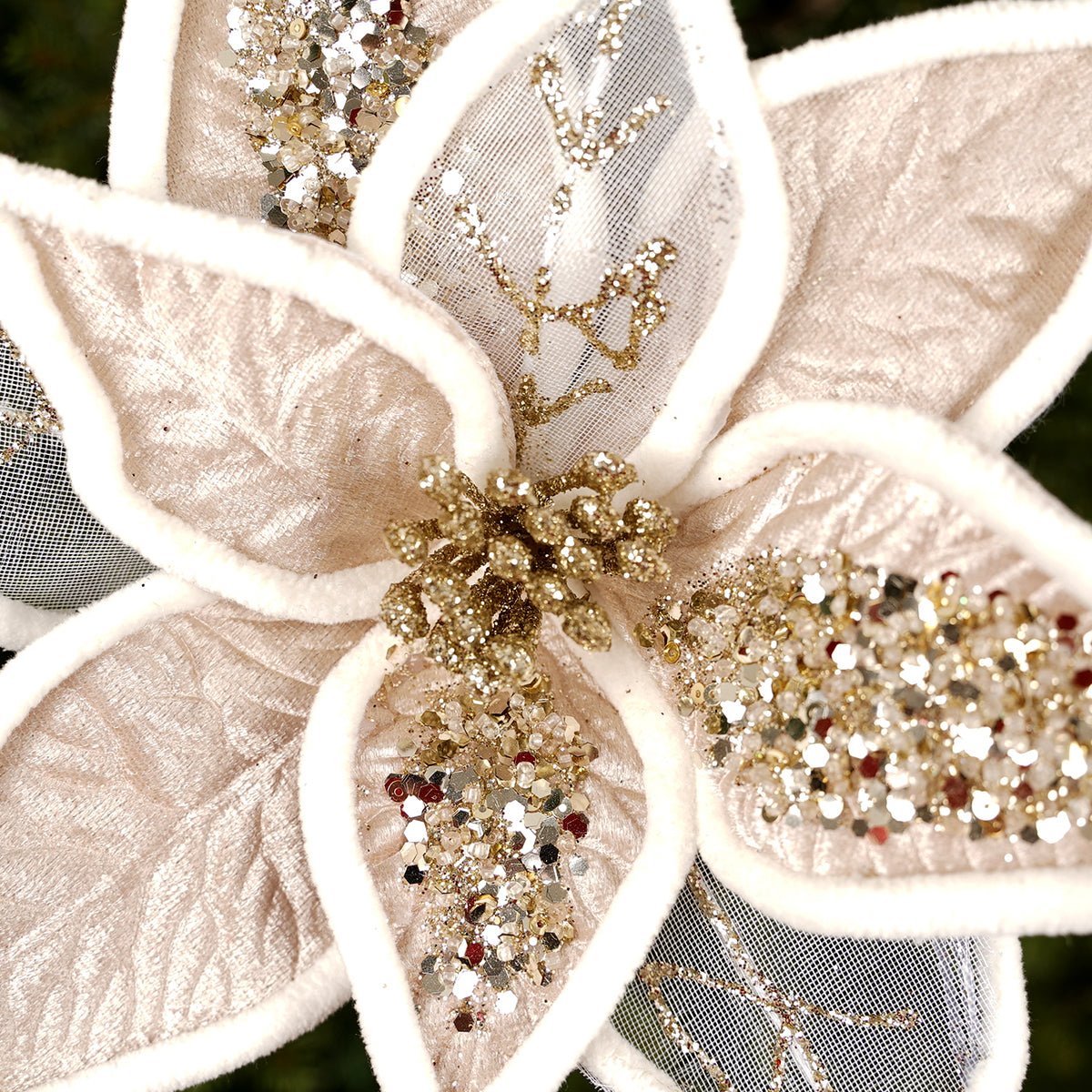 Champagne Poinsettia Stem - Christmas Place