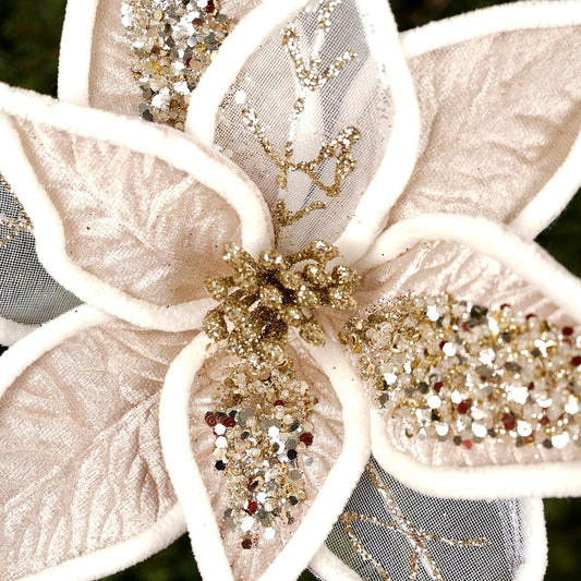 Champagne Poinsettia Stem - Christmas Place