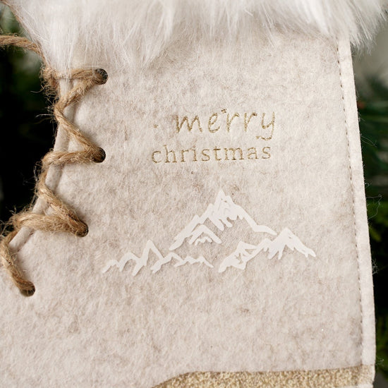 Mountain Design on side Mountain Figure Skates Ornament- Christmas Place