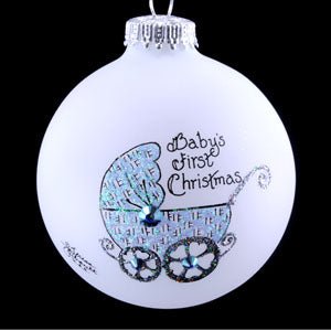 Baby Buggy Boy Ball Ornament