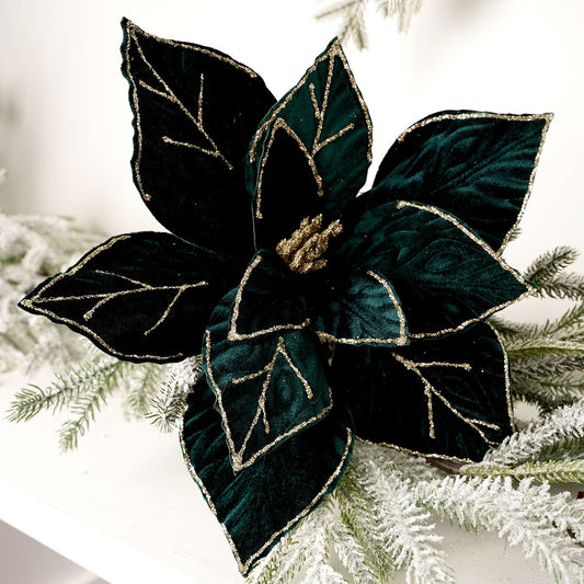 Emerald Green Velvet Poinsettia - Christmas Place