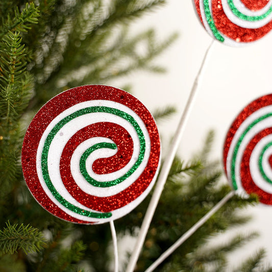 22IN RED GREEN WHITE LOLLIPOP SPRAY - Christmas Place