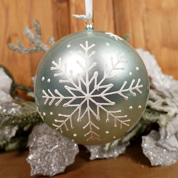 Blue White Snowflake Ball Ornament