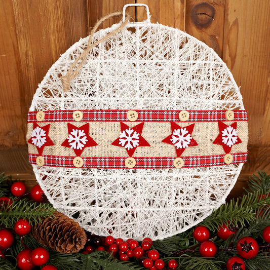 10.5Inch White Red Snowflake Disc Ornament