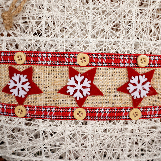 10.5Inch White Red Snowflake Disc Ornament