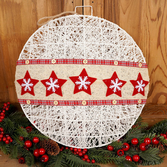 16Inch White Red Snowflake Disc Ornament - Christmas Place