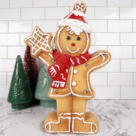 LED Gingerbread Man Decoration with Star - Christmas Place