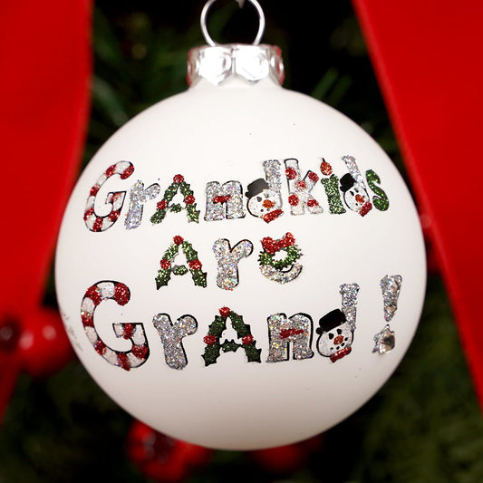 Grandkids Are Grand Glass Ornament - Christmas Place