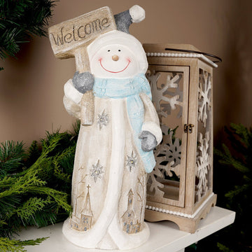 LED Blue Welcome Snowman - Christmas Place