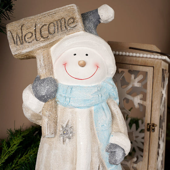 LED Blue Welcome Snowman - Christmas Place