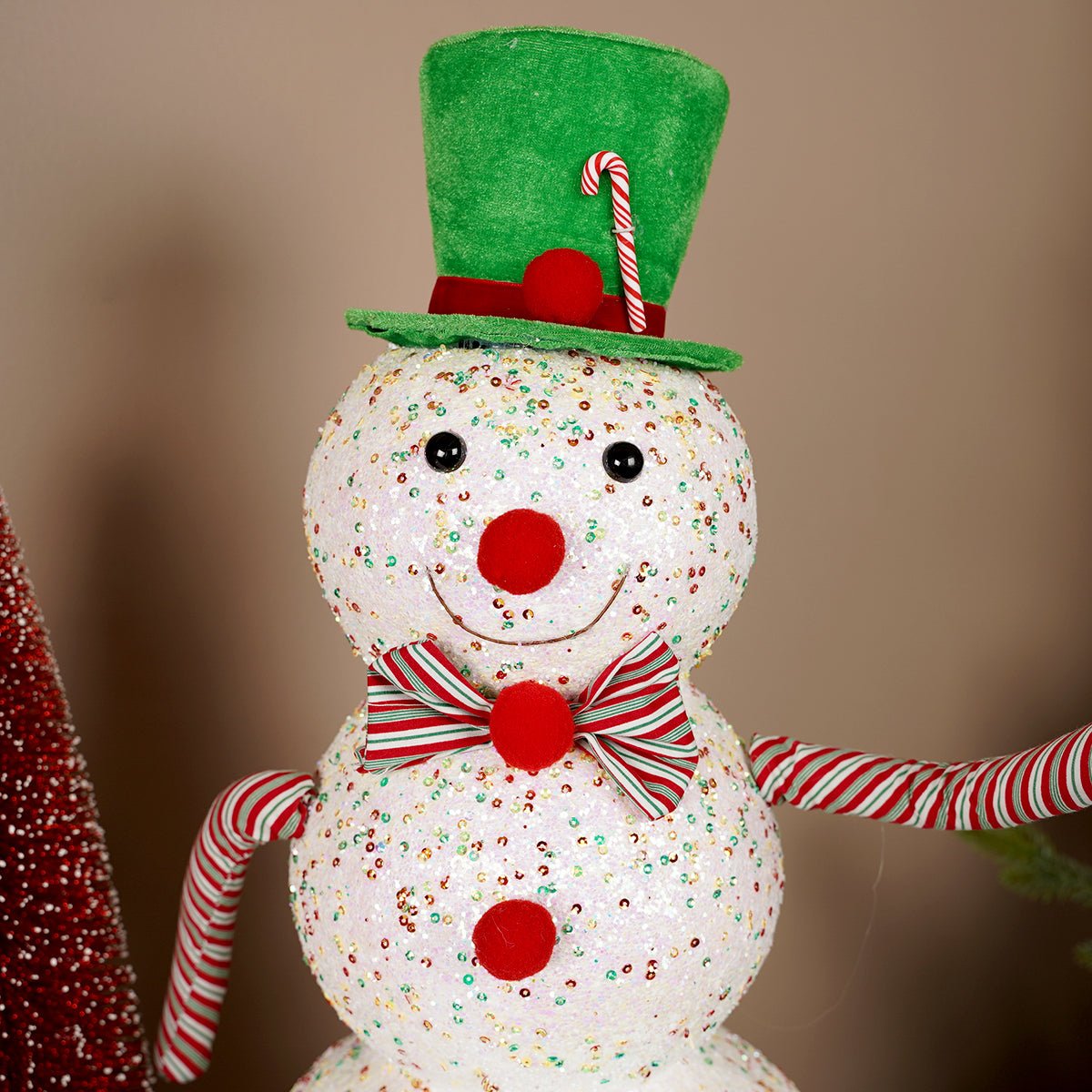 Glitter Snowman With Green Hat - Christmas Place