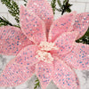 Pink Iridescent Poinsettia Stem - Christmas Place