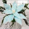 Blue Iridescent Poinsettia Stem - Christmas Place