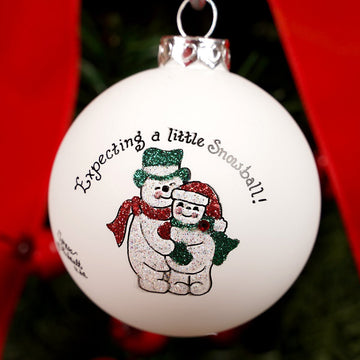 Expecting Little Snowball Snowman Ornament
