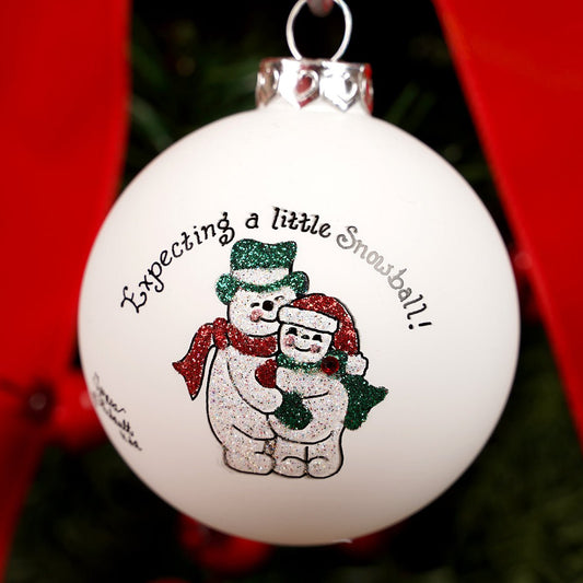 Expecting Little Snowball Snowman Ornament - Christmas Place