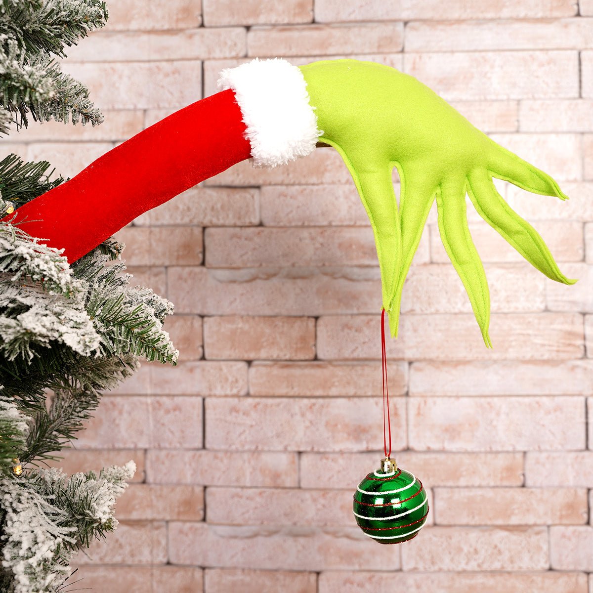 Grinch Hand With Ball On Stick - Christmas Place