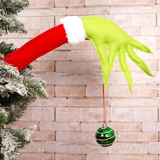 Grinch Hand With Ball On Stick - Christmas Place