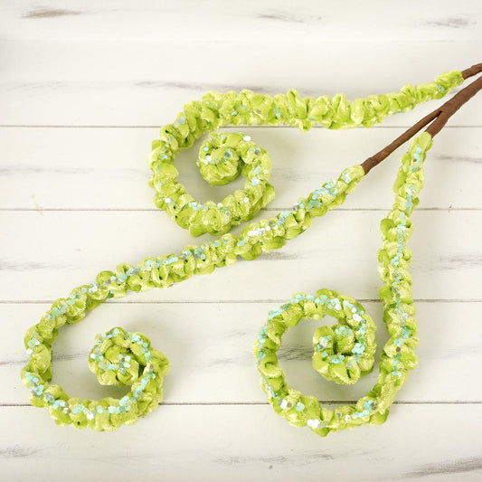 34in Green Curly Stem