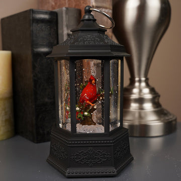 Black Water Lantern With Cardinal - Christmas Place