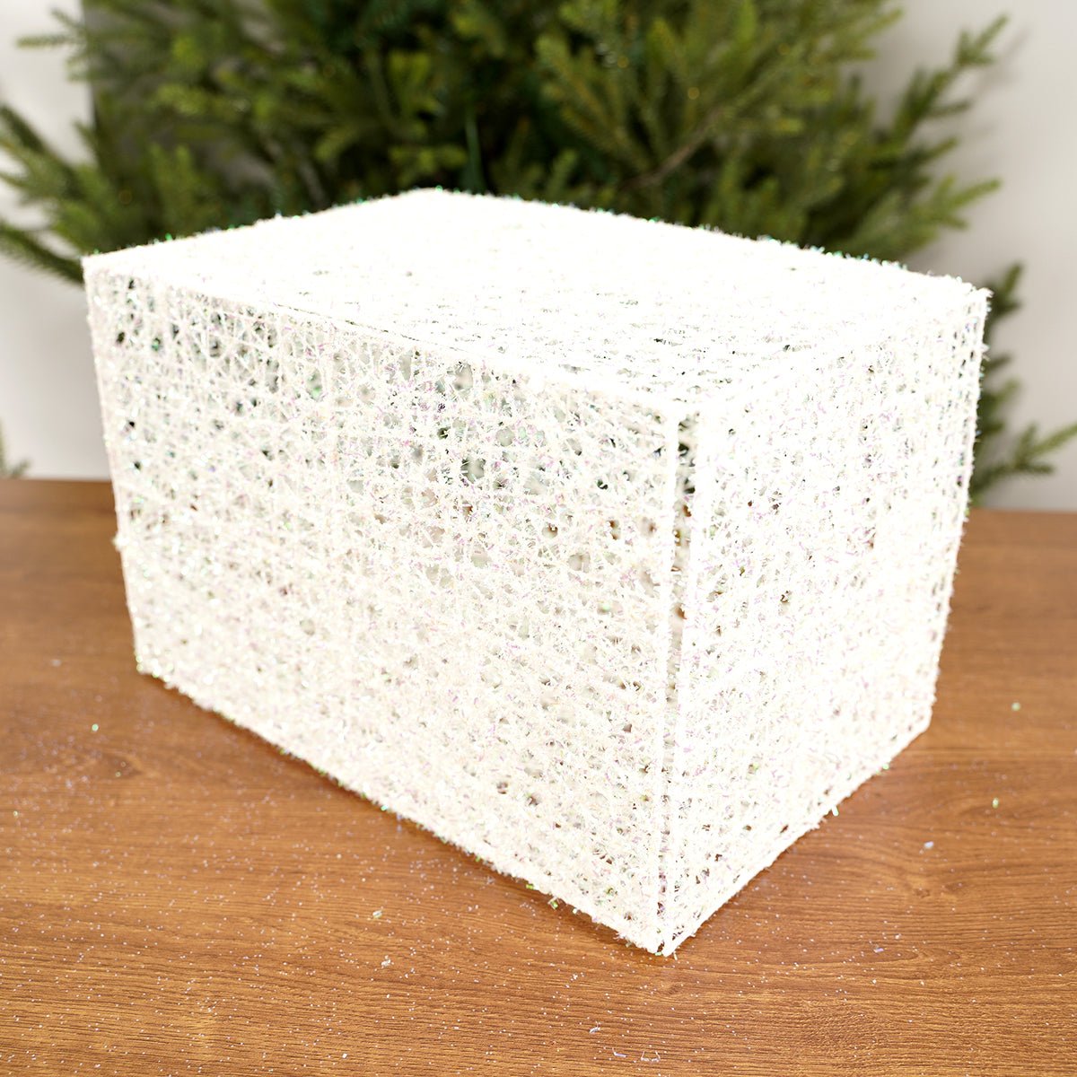 8x8x12Inch White Eyelash Mesh Box - Christmas Place