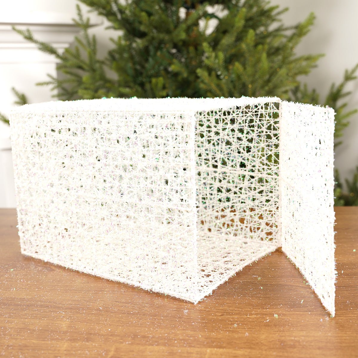 8x8x12Inch White Eyelash Mesh Box - Christmas Place