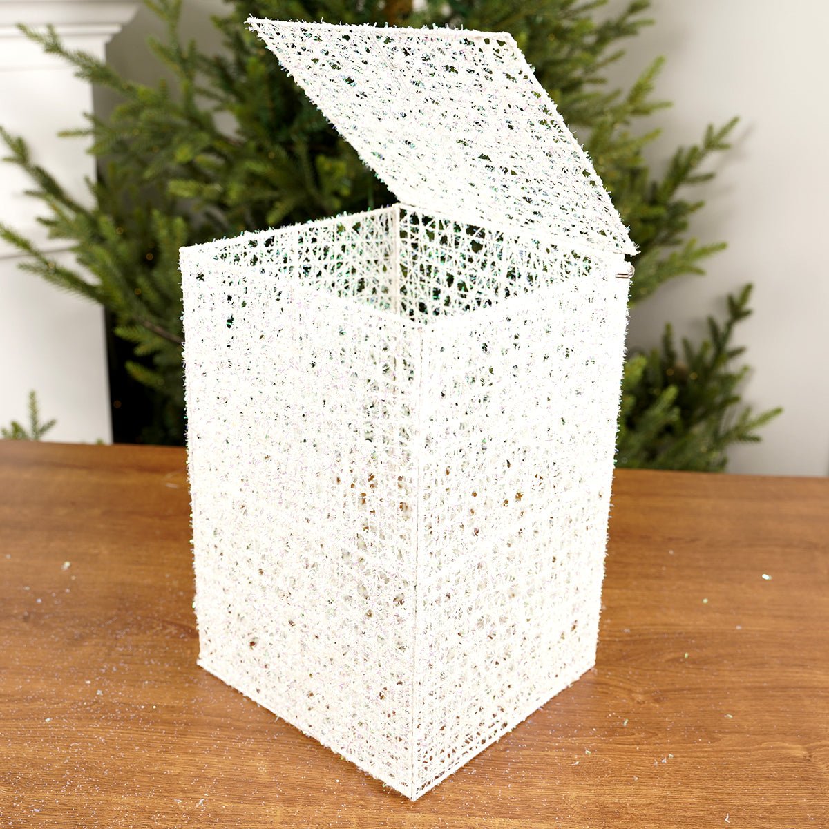 8x8x12Inch White Eyelash Mesh Box - Christmas Place