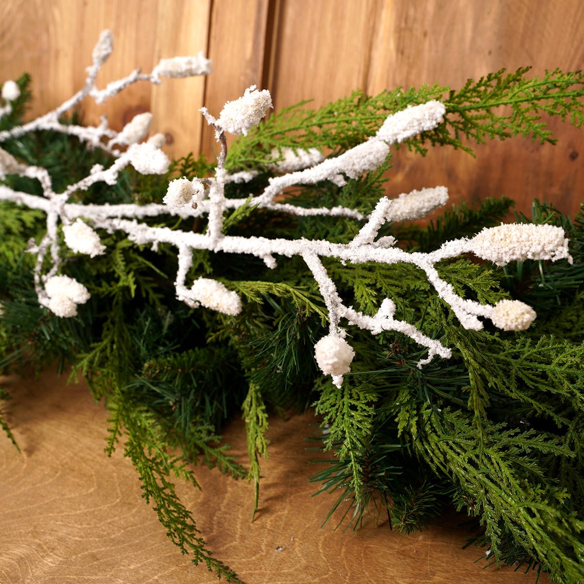 44 inches in length Snow Magnolia Bud Christmas Tree Spray - Christmas Place