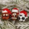 4IN GLASS SPORTS BALL WITH SANTA HAT ORN/3 - Christmas Place