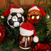 4Inch Glass Sports Ball With Santa Hat Ornament - Christmas Place