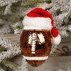4IN GLASS SPORTS BALL WITH SANTA HAT ORN/3 - Christmas Place