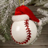 3.5IN GLASS BASEBALL SANTA HAT ORN - Christmas Place