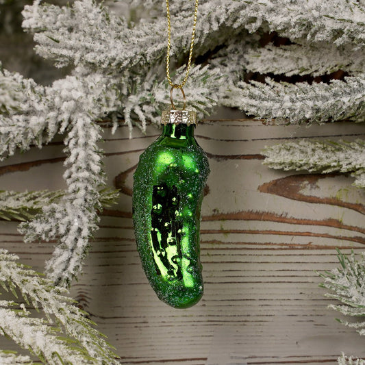 Glass Green Pickle Christmas Ornament - Christmas Place